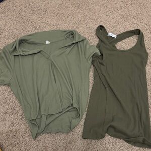 Olive Green Top and Tank Set
